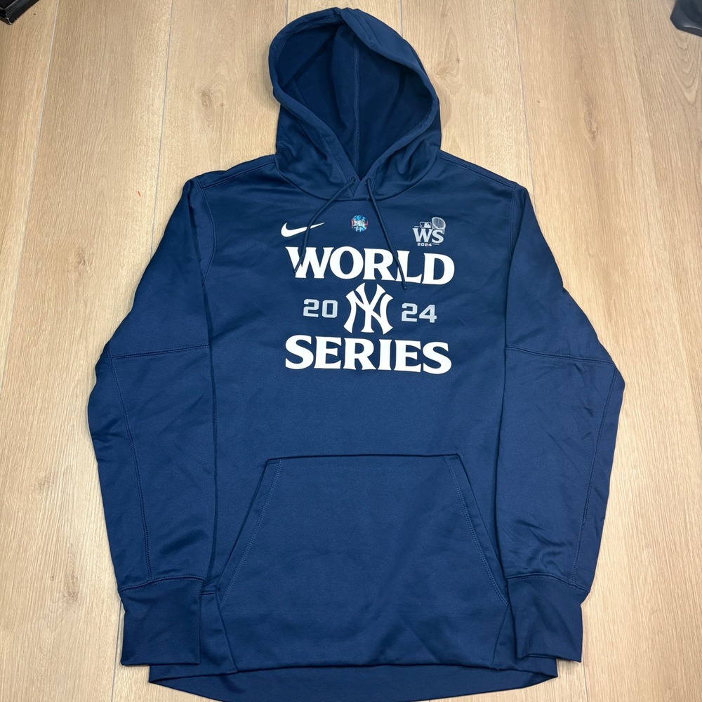 Nike New York Yankees 2024 World Series Hoodie Navy Blue Mens Medium MLB NEW